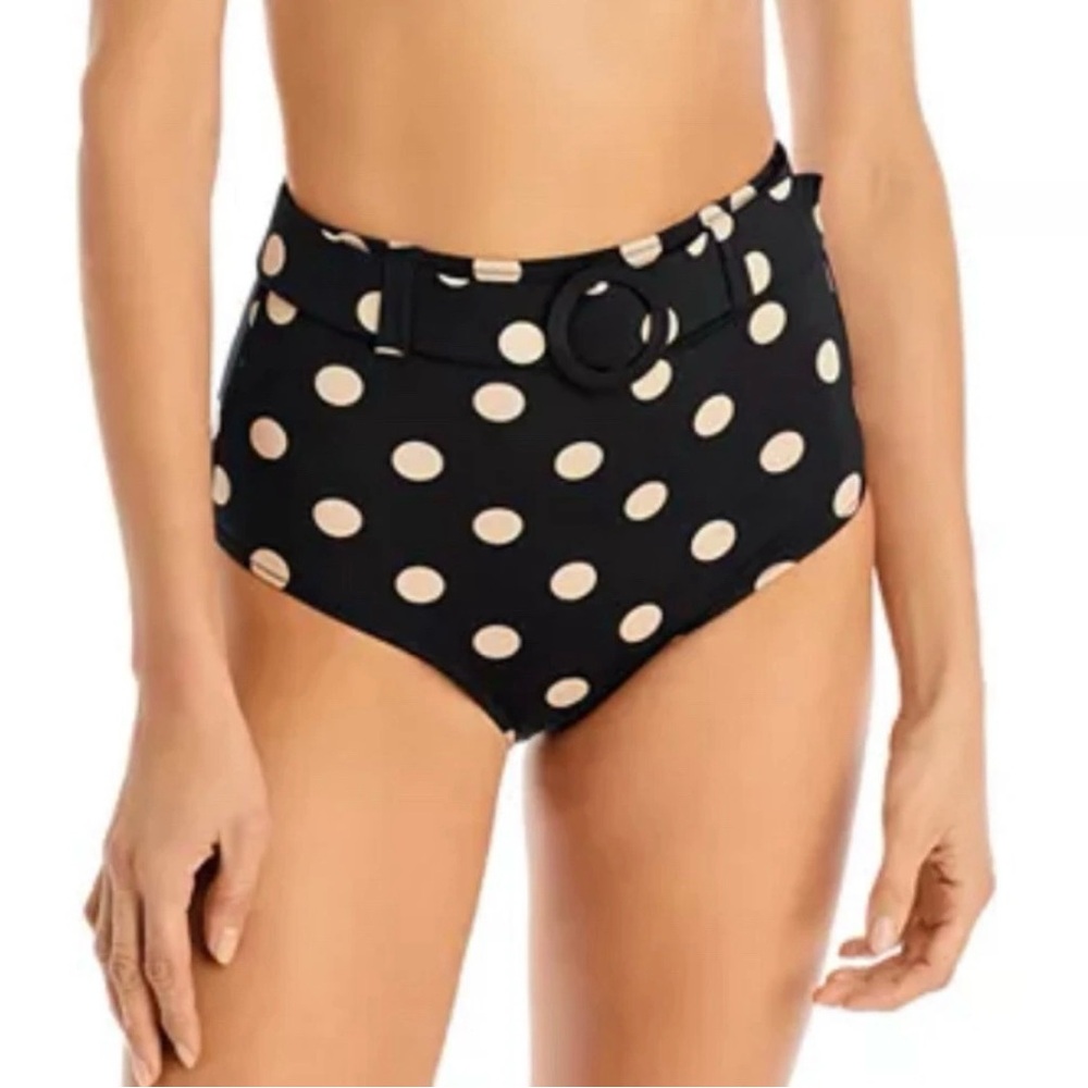 Evarae Elena NWT Size 10 Bikini Top & Bottom in Black/Almond Polka Dot